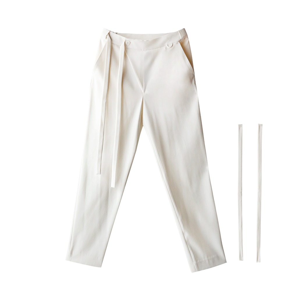 Hidden Banding Sapok Slacks Pants[Natural White]