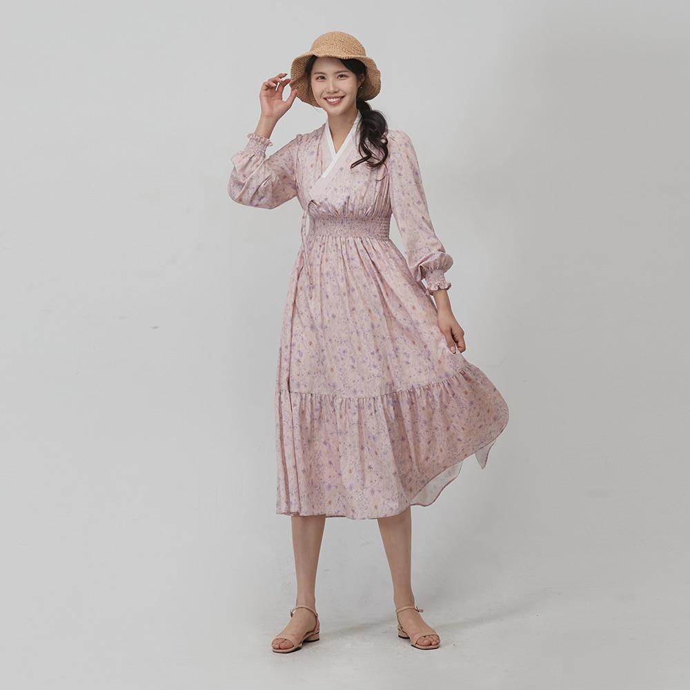 Ylang Long Sleeve Hanbok Dress [pink]