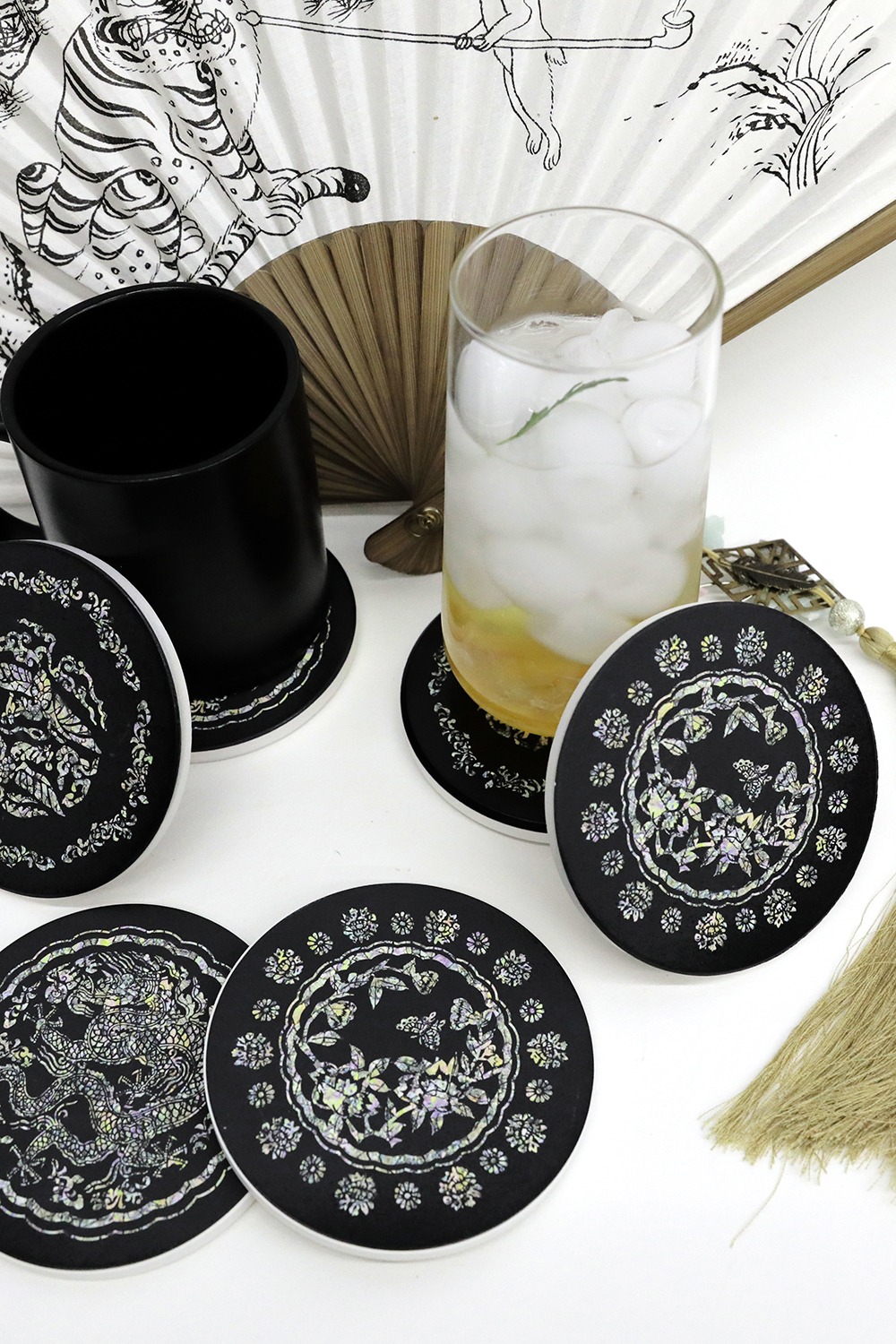 Traditional pattern diatomaceous earth coaster