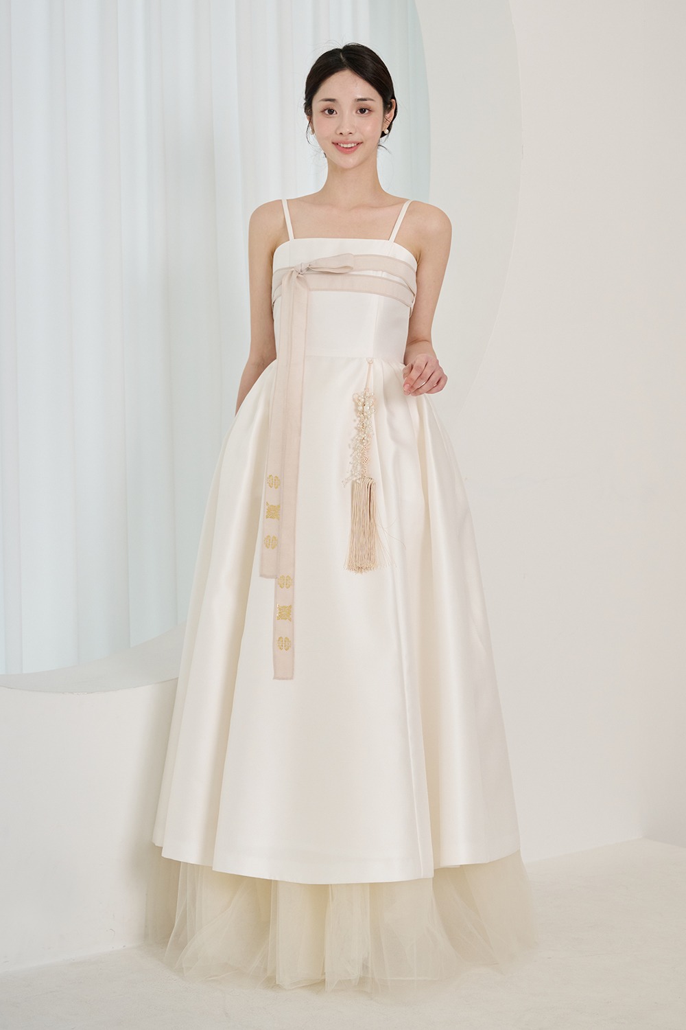 Mikado Pleated Dress [White Ivory]