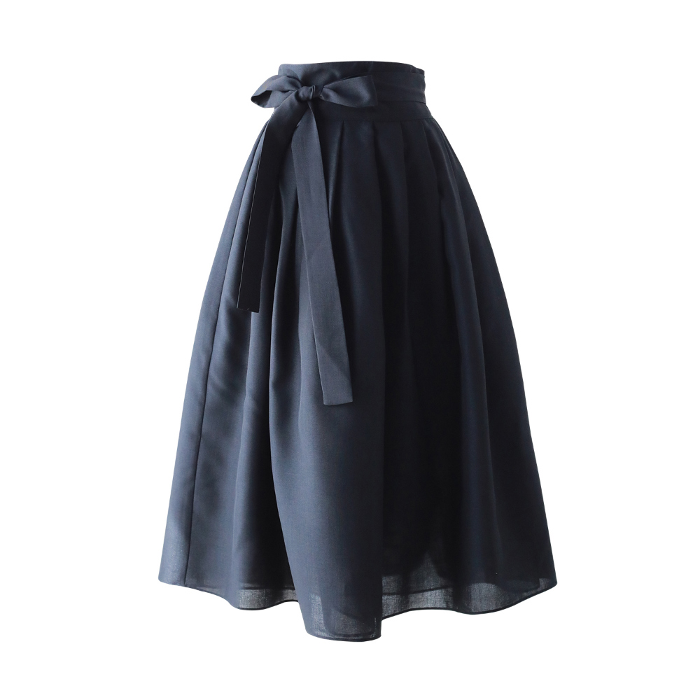 long skirt charcoal color image-S18L17